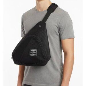 BRAFASCO NATIONAL Men's Black Sling Bag Crossbody Backpack Medium